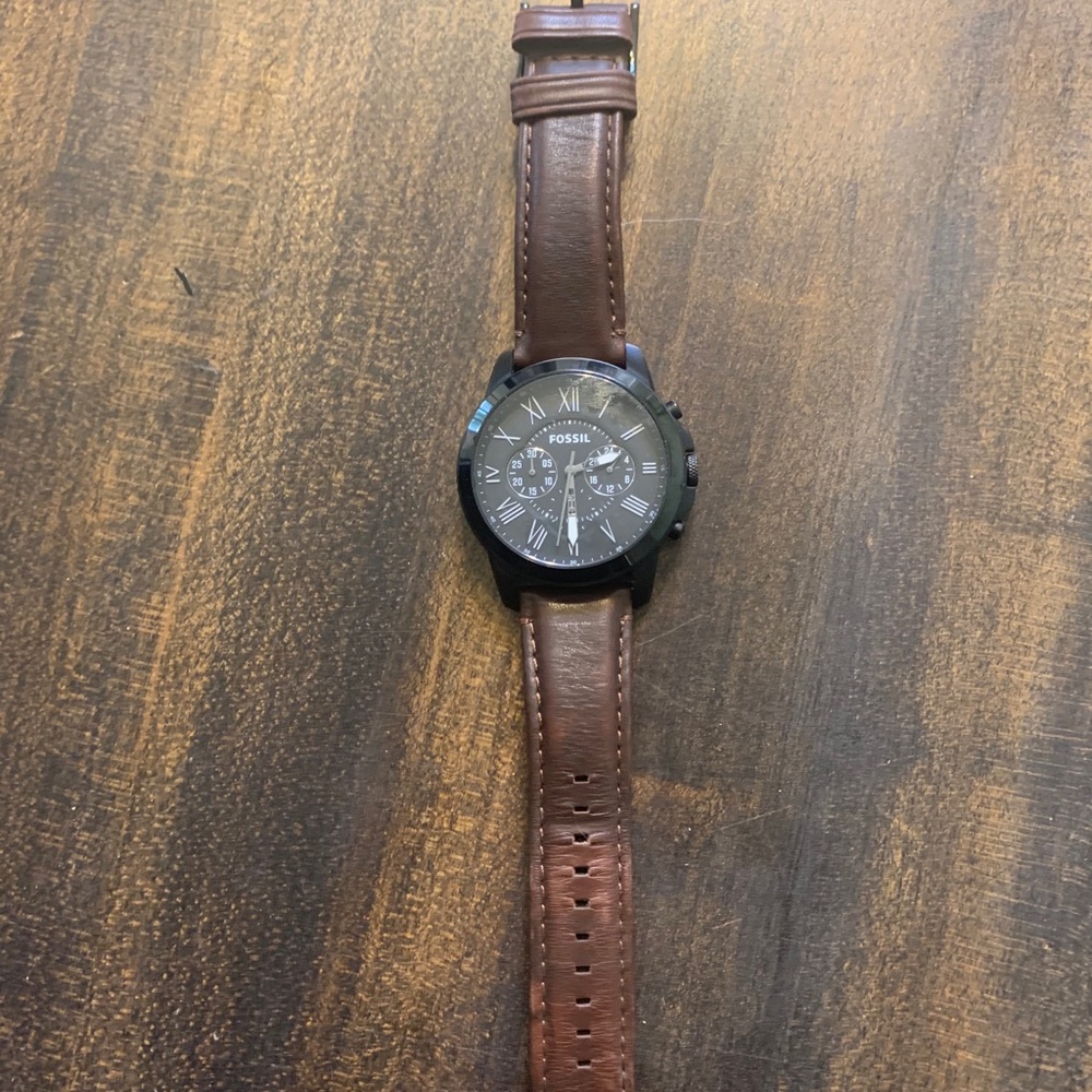 Genuine Leather Fossil Watch- Grant Chronological
